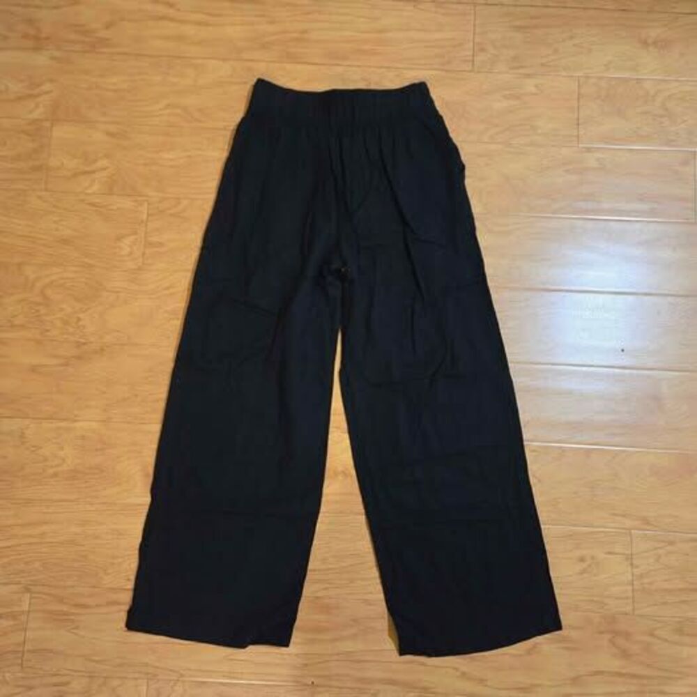 Abercrombie & Fitch Black Linen-Blend Ultra Wide-Leg Pant Ultra Wide-Leg - S - Picture 3 of 8